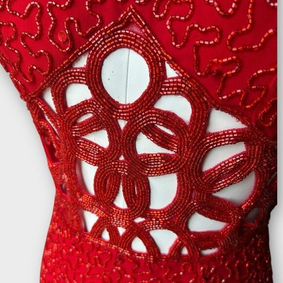 Vintage Sean Collection Beaded Silk Cutout Formal Dress Women's XS - Picture 7 of 16